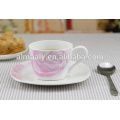 Round cheap chinese ceramic tea set, tea cup and saucer with decal